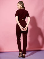 Load image into Gallery viewer, Women Casual Marron Top &amp; Trouser Co ord Set
