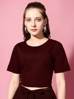 Load image into Gallery viewer, Women Casual Marron Top &amp; Trouser Co ord Set
