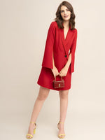 Load image into Gallery viewer, Single Button Jacket A-Line Dress - Red
