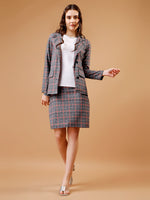 Load image into Gallery viewer, Plaid Double Breasted Blazer &amp; Skirt Co-ord Set
