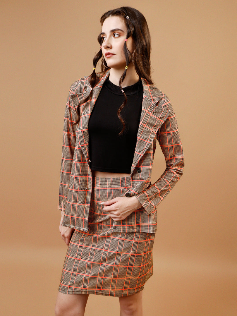 Heritage Warm Check Blazer & Skirt Co-ord Set