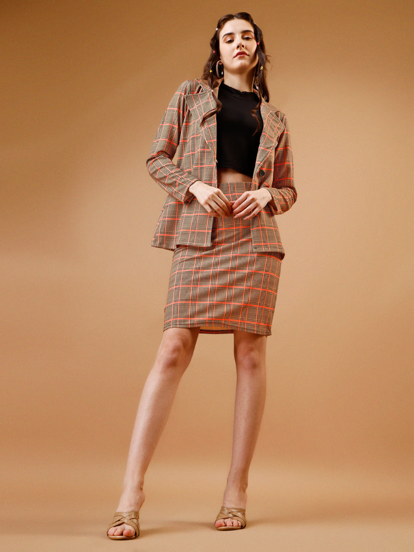 Heritage Warm Check Blazer & Skirt Co-ord Set