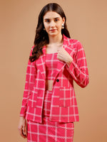 Load image into Gallery viewer, Pink Check Party Blazer &amp; Skirt Co ord Set
