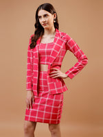 Load image into Gallery viewer, Pink Check Party Blazer &amp; Skirt Co ord Set
