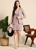 Load image into Gallery viewer, Westhood Mauve Check Blazer &amp; Skirt Co-ord Set – Elegant Officewear

