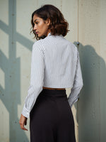 Load image into Gallery viewer, Women Striped Cropped Shirt in 5 Candy Colors | Size: XS to XL
