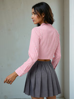 Load image into Gallery viewer, Women Striped Cropped Shirt in 5 Candy Colors | Size: XS to XL
