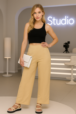 Load image into Gallery viewer, High-Waisted Wide-Leg Office wear Trousers
