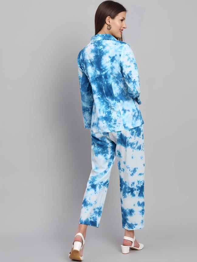 Cobalt Blue Tie & Dye Printed Co-ord Set