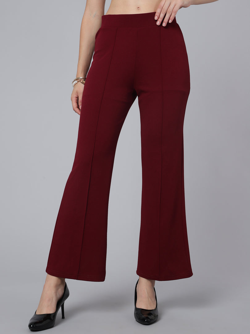 Women High Rise Bootcut Trouser Pants