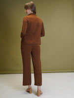 Load image into Gallery viewer, Boss Babe Co-ord Set in Dusty Mauve – Blazer + Crop Top + Trousers | Workwear Ready
