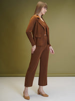 Load image into Gallery viewer, Boss Babe Co-ord Set in Dusty Mauve – Blazer + Crop Top + Trousers | Workwear Ready
