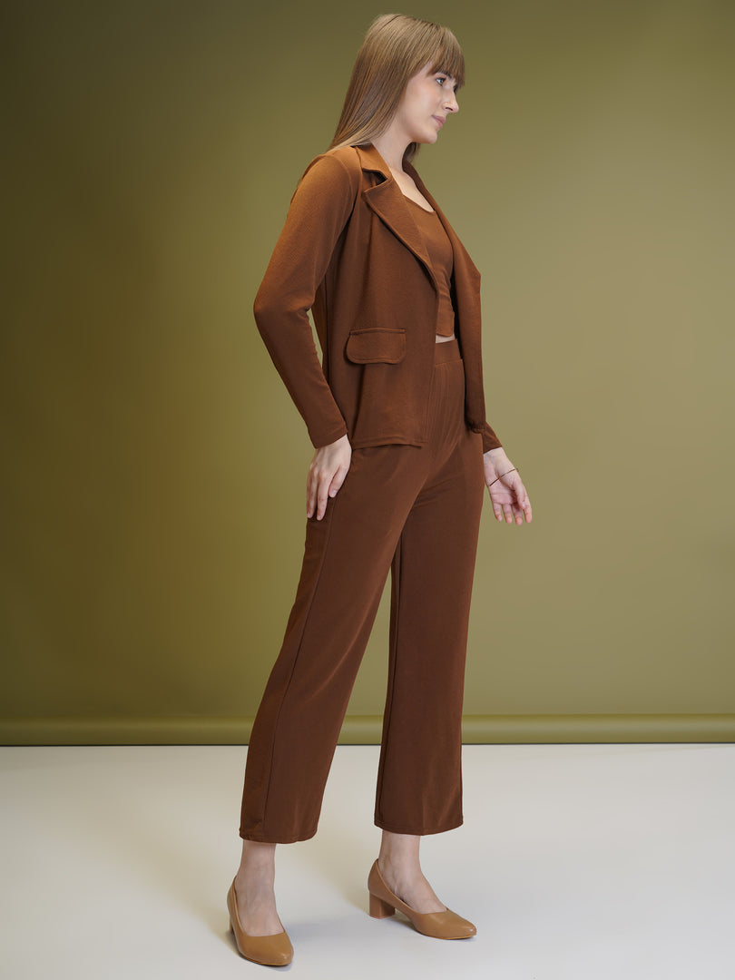 Boss Babe Co-ord Set in Dusty Mauve – Blazer + Crop Top + Trousers | Workwear Ready
