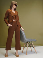 Load image into Gallery viewer, Boss Babe Co-ord Set in Dusty Mauve – Blazer + Crop Top + Trousers | Workwear Ready
