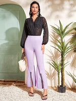 Load image into Gallery viewer, Women Front Slit Flare Party Trouser
