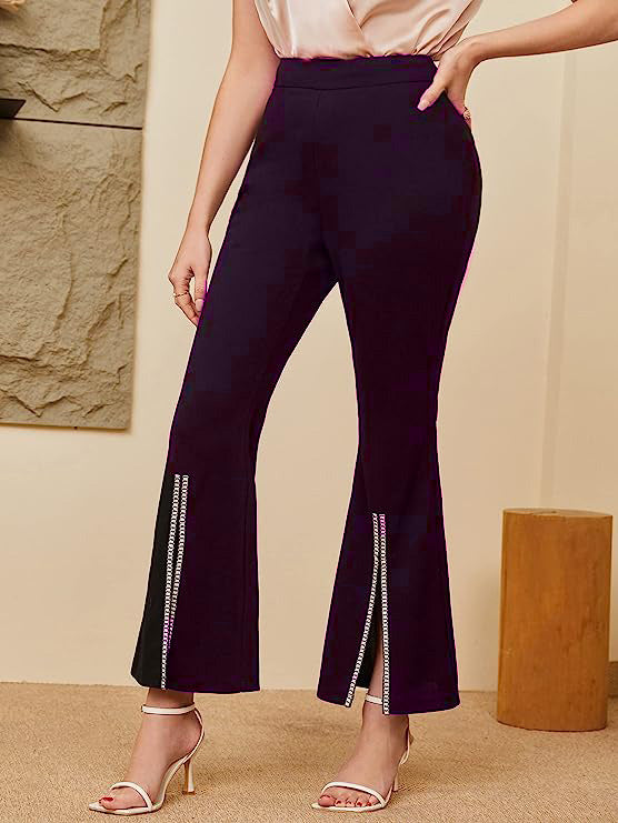 Women Front Slit Flare Party Trouser