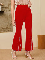 Load image into Gallery viewer, Women Front Slit Flare Party Trouser
