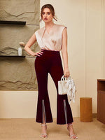 Load image into Gallery viewer, Women Front Slit Flare Party Trouser
