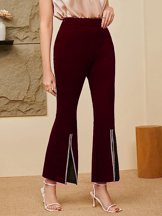 Women Front Slit Flare Party Trouser