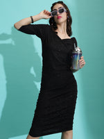 Load image into Gallery viewer, V-neck Glitter Sparkle Design Midi Dress
