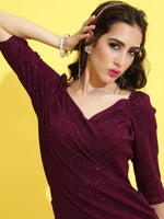 Load image into Gallery viewer, V-neck Glitter Sparkle Design Midi Dress
