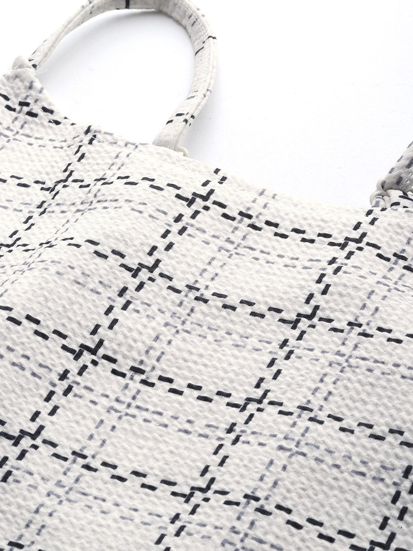 Westhood Checkered Blazer And Skirt Party White Co-ord Set