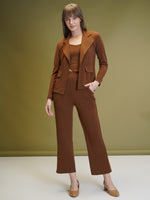 Load image into Gallery viewer, Boss Babe Co-ord Set in Dusty Mauve – Blazer + Crop Top + Trousers | Workwear Ready
